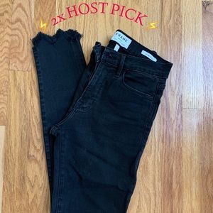 👉EUC FRAME LE HIGH SKINNY JEANS black fringed👈